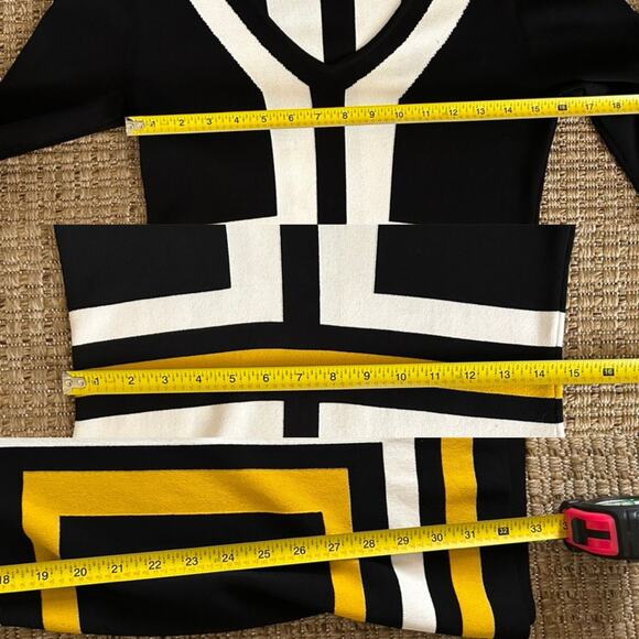 NC International Concepts Knit Mod Dress Black White Yellow Geometric – Size M - Picture 5 of 6